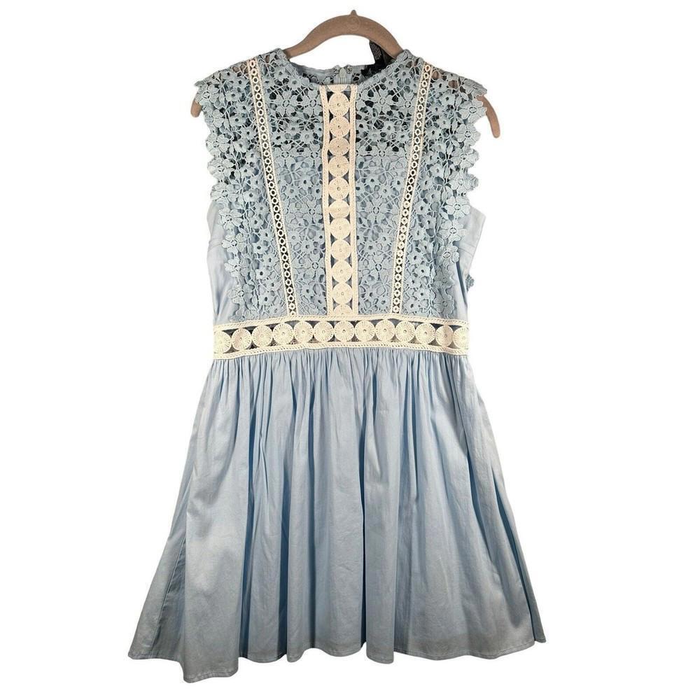 Sleeveless Light Blue Lace-Detail Women's Dress